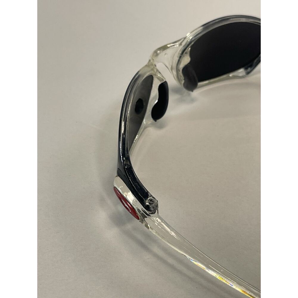 Oakley Sport Sunglasses Black Clear Frame Red Icons w/ Case - Picture 7 of 10